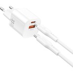 Wiwu WI-G018 Cube Serisi Type-C To Type-C Gan Tech Pd Hızlı Şarj Kablolu Şarj Seti 33W Beyaz
