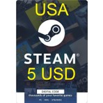 Steam Hediye Kartı 5 USD Kod USA Dijital Oyunlar İçin Kullanılabilir Hızlı Teslimat