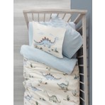 Dinoro Desenli Cotton Box Bebek Nevresim Takımı Mavi Pamuk 120 x 150 cm