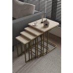 Dekoport Koltuk Altı Tekerli Zigon Sehpa Takımı 4 Lü Modern Metal Bronz Yüzey Suntalam
