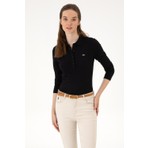 U.S. Polo Assn. Kadın Siyah Basic Polo Yaka Sweatshırt 50313593-VR046