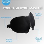 Poblex 3d Uyku Maskesi – %100 Işık Geçirmez, Kirpik Dostu Yumuşak Kumaş, Ayarlanabilir Kayış Ve 15 Mm Derin Göz Çukuru Tasarımı