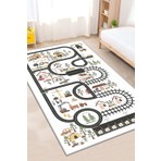 West Home Makinede Yıkanabilir Kaymaz Taban Leke Tutmaz Yol Desenli Çocuk Odası Halısı Oyun Halısı