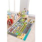 Makinede Yıkanabilir Kaymaz Taban Leke Tutmaz Yol Desenli Çocuk Odası Halısı Oyun Halısı