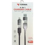 Torima 4-In-1 Şarj Kablosu – Type-C, USB & Lightning, 87W Fiyatı