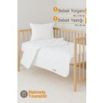 Ecotermo Beyaz Bebek Yorganı 95X145 cm + 1 Adet 35X45 Bebek Yastığı | Yumuşak & Nefes Alabilen