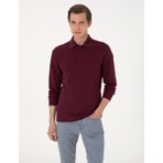 Pierre Cardin Erkek Bordo Slim Fit Kıvrılmaz Polo Yaka Basic Pike Sweatshirt 50314048-VR014