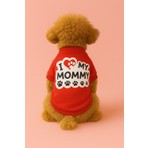 Kedi ve Köpek Kıyafeti & Elbisesi - Kırmızı Sweatshirt Wht Love Mommy