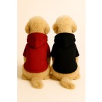 Kapişonlu Polar Sweatshirt Köpek ve Kedi Kıyafeti & Elbisesi - Kırmızı & Siyah 2'li Fırsat Paketi