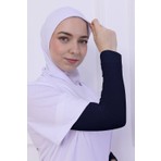 Likralı Penye Kolluk - Pratik Kadın Tesettür Düz Namaz Kolluğu 1 Çift 40CM Viskon Hijab Lacivert