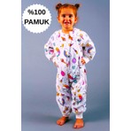 Mini Kiti Unicorn Desenli Kışlık Uzun Kol %100 Pamuk Pazen Çift Kat Çocuk Uyku Tulumu Beyaz