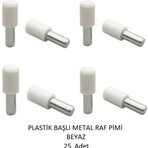Plastik Metal Başlı Raf Pimi beyaz 25 adet