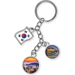 Güney Kore Üçlü Epoksi Metal Çift Taraflı Damla Anahtarlık South Korea