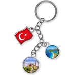 Türkiye Üçlü Epoksi Metal Çift Taraflı Damla Anahtarlık Turkey