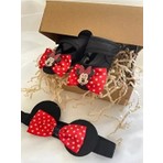Kız Bebek Minnie Mouse Temalı Siyah Patik ve Bandanalı Hediyelik Aksesuar Seti