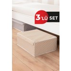 ALAS Çok Amaçlı Katlanabilir Kutu - Toz ve Kirden Koruma, 50x40x19 cm, Beyaz, 3'lü Set