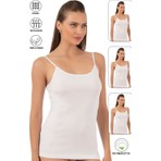 Özkan Underwear Özkan 0107 3'lü Paket Kadın %100 Pamuklu Ribana Esnek Rahat İp Askılı Örme Atlet