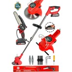 Kimmeer Plus 2'li Set 21V Çift Akü Uzatmalı Kollu Çalı Ot Biçme Şarjlı Tırpan ve Testere