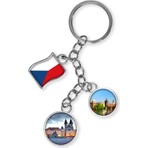 Çek Cumhuriyeti Üçlü Epoksi Metal Çift Taraflı Damla Anahtarlık Czech Republic