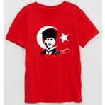 29EKİM Atatürk ve Bayrak Baskılı Imzalı Cumhuriyet Bayramı Pamuklu Yetişkin  T-Shirt
