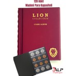 3Alp Koleksiyon Lion Madeni Para Cep Albümü 10 Sayfa 120 Cepli Bordo Aksesuar