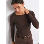 32122 Kayık Yaka Modal Kaşmir Ultra Hafif Bluz-Kahve