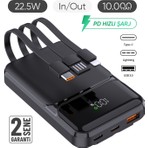 SNP-3006 10.000 Mah Hızlı Şarj LED Göstergeli Powerbank 3in1 Dahili Kablolu Powerbank Çoklu Giriş
