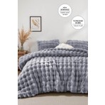 Evlen Home Collection Yatak Örtüsü Seti Tek Kişilik Peluş Yumuşak Tavşan Tüyü Yorgan 2 Parça Lory Gri