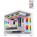 Revenge Terranova Beyaz Kumandalı Midi Tower Gaming Bilgisayar Kasası 6 Argb Fanlı Cam Panel Özellikli