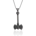 Tutaste Jewellery Çift Taraflı Balta 925 Ayar Gümüş Erkek Kolye