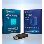 Microsoft Windows 11 Pro + Office 2024/2026 Pro Plus | Orijinal Lisanslı Bootable USB Kurulum Bellek | Windows 12 Geçiş Hakkı