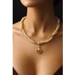 Solare Accessories Inci ve Altın Renk Boncuklu Midye Uçlu Kolye