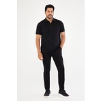 Altınyıldız Classics Erkek Siyah Kanvas Diz İzi Yapmayan Slim Fit Dar Kesim Yan Cep Chino Pantolon
