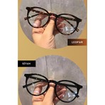 GlimmerGroove Mavi Işık Korumalı UV 400 Kadın Erkek Unisex Leopar Desenli & Siyah Gözlük Seti Avantajlı