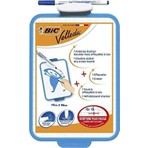 BIC Mini Beyaz Yazı Tahtası 19x26 cm İki Yüzlü Silinebilir Kalem ve Silgi ile Turkuaz Renk