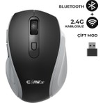 Claw’s Genius Dual V2 Pixart PAW3065 Sensörlü Bluetooth + 2.4g Wi-Fi Çift Mod Kompakt Sessiz Click Kablosuz Mouse - Siyah (Windows & Mac Uyumlu)