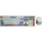 Everest Km-78 Rena Krem/gri/kahve Kablosuz 2.4 + Bt Rgb Aydınlatmalı Sessiz Q Su Sıçramasına Dayanıklı Klavye + Mouse Set 