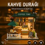 Kahve Durağı Minyatür Maket Ev Kiti | Maket Ev | Dıy Kendin Yap | LED Işıklı Maket Ev