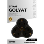 Elevats Premium Siyah 3’lü Papatya Golyat Priz | Çoklu Priz | 3'lü Priz | Priz Çoğaltıcı