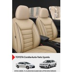 Gm Design Jet Deri Oto Koltuk Kılıfı Bej Renk Toyota Corolla-Auris-Yaris Uyumlu Deri Materyal ile Şık Tasarım
