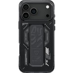 iPhone 17 Pro Max Kılıf M-Safe Uyumlu Teknoloji Desenli Skinarma Helio Mag Charge Standlı Kapak Füme