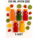 Open Home Concept 5 Adet Ayıcık Şişe – Turuncu Kapaklı, Okul ve Piknik Için Eğlenceli Çocuk Meyve Suyu Şişesi 250 ml