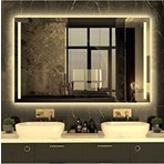 Moderno 90X60 cm Gün Işığı Ledli Kumlamalı Banyo Ofis Kuaför Lavabo Aynası - Trafolu