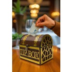 Tip Box- Bahşiş Kutusu - Kumbara “sandık Tipi Tipbox” Siyah+Gold Renk