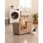 Tanos Dekoratif Büyük Yarı Kapalı Kedi Tuvaleti (Kürek Hediyeli)
