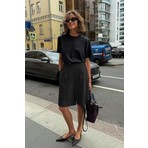 Madmext Siyah Pileli Kadın Bermuda Şort Mg2483