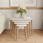Seven Madame 4'lü Zigon Sehpa Takımı Beyaz MDF Malzeme ile Modern Tasarım 70 x 40 x 52 cm
