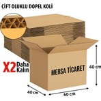 Mersa 60X40X40 cm 4 Adet Çift Oluklu Taşıma, Taşınma Kolisi, Karton Koli, Boş Koli