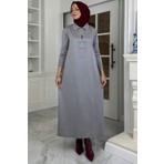Rabia Şamlı Laçin Triko Elbise Gri