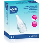 Wee Baby Burun Aspiratörü 10 Adet Tek Kullanımlık Yedek Uç Ergonomik Tasarım ile Bebek Dostu